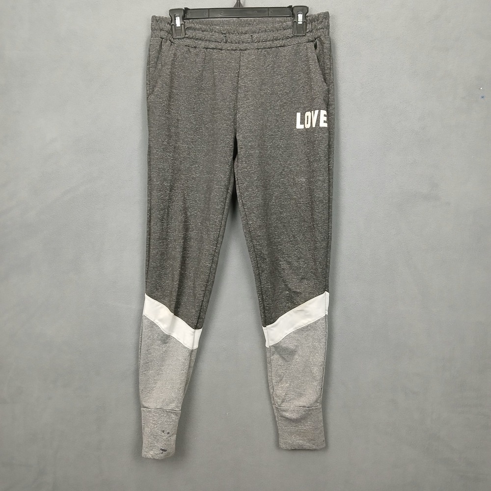 Boma Concept‎ Jogger Yoga Pants Womens Large Gray White Colorblock LOVE Logo